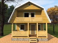 Дом из бруса 6х8 | Одноэтажные с мансардой деревянные дома и коттеджи с балконом
